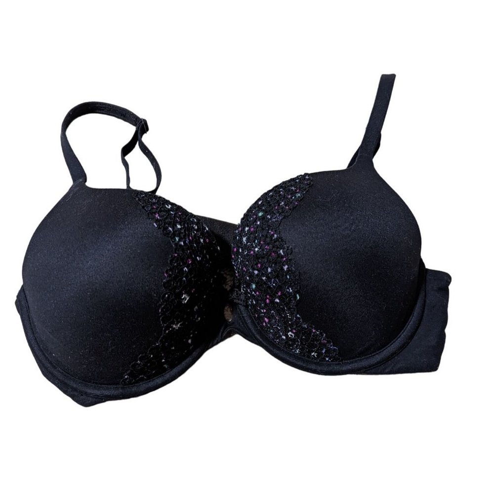 Victoria's Secret Bocy by Victoria Perfect Shape Black Bra with Lace sz 34D